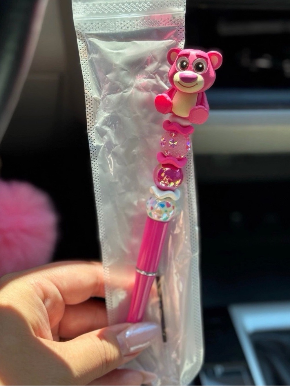 Pink Bear Joy Kids Novelty Pen - Cute Pink Character Top